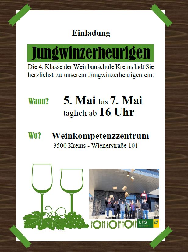 KREMSER WEINBAUSCHÜLER LADEN ZUM JUNGWINZER-HEURIGEN