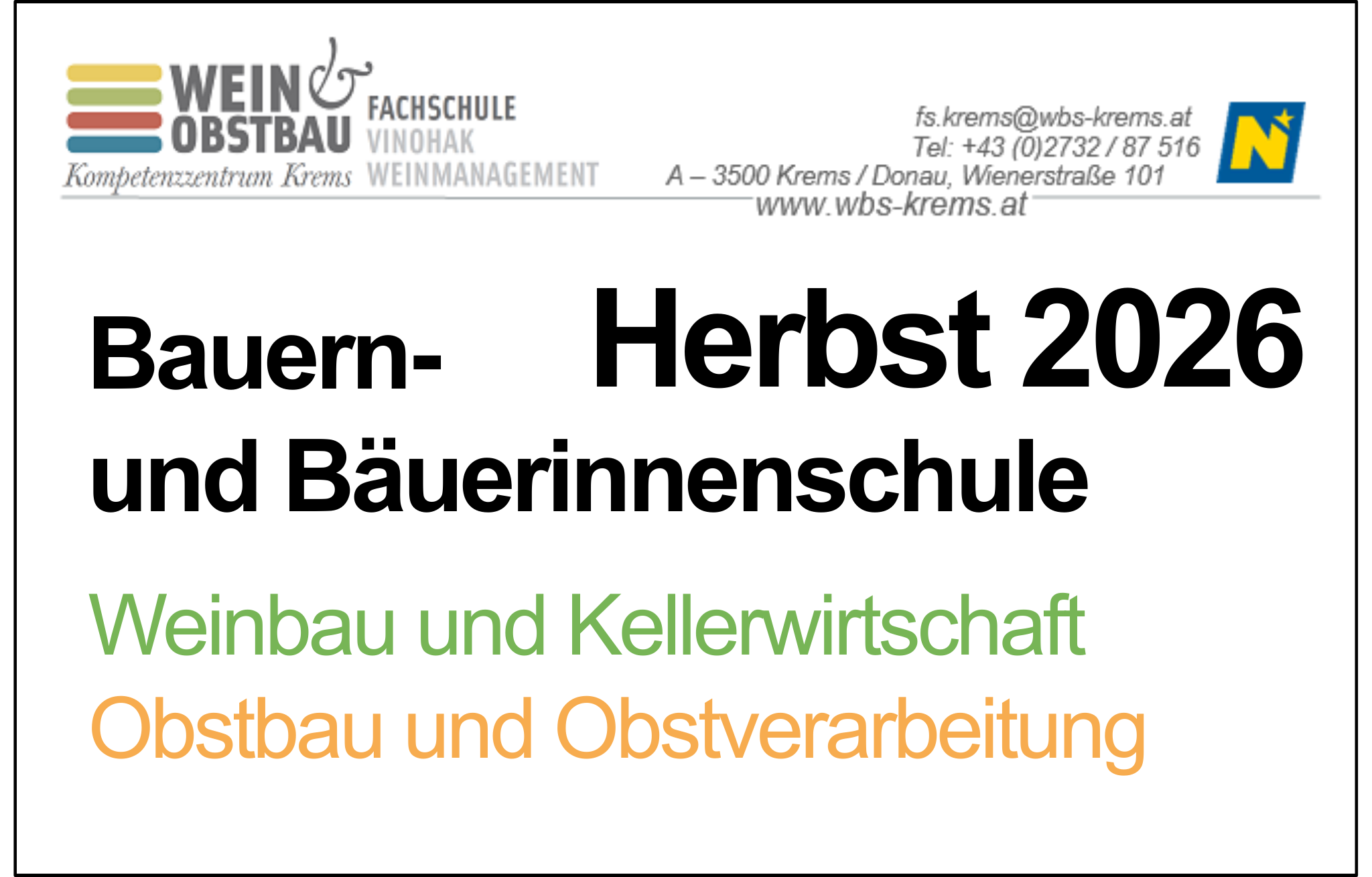 Bauern- und Bäuerinnenschule ab Herbst 2026